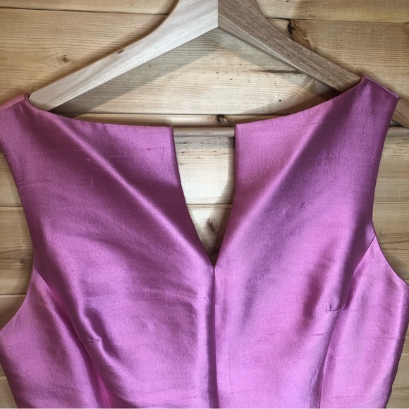Rickie Freeman for Teri Jon || Pink Silk Sleeveless Midi Dress - Picture 4 of 11